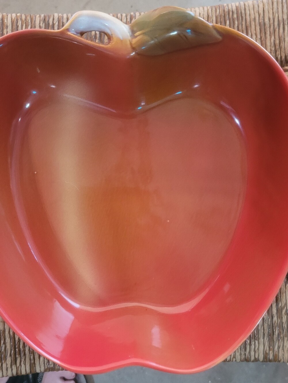 Vintage Ceramic Red Apple Shaped Serving Bowl / Trinket Dish